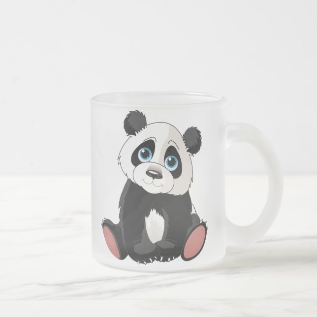 Panda Bear Frosted Glass Coffee Mug (Right)