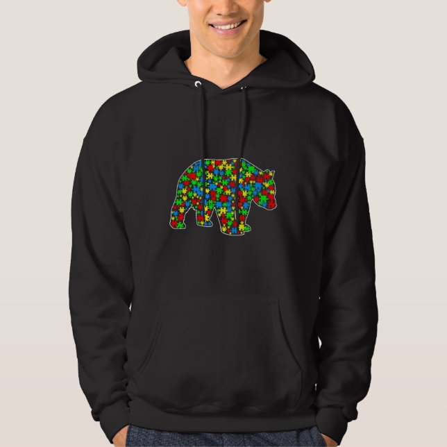 Panda Bear Funny Puzzle Animals Autism Awareness Hoodie (Front)