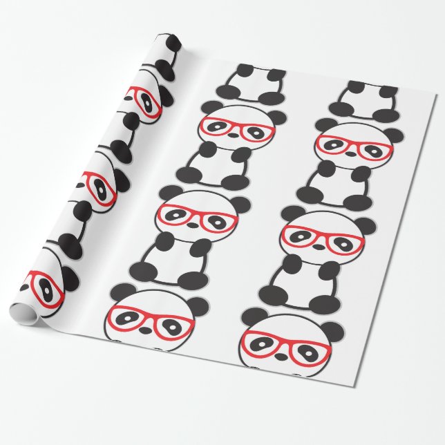 Panda Bear Gift Wrapping Paper (Unrolled)