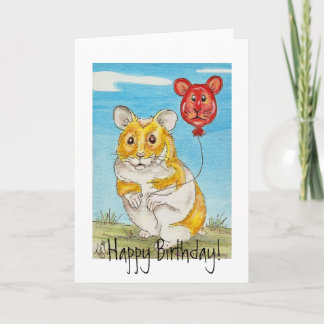 Panda Bear Hamster with Red Balloon Card