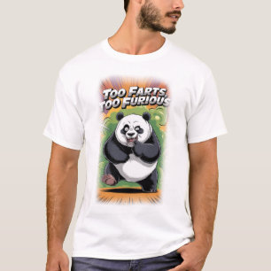 Panda Bear having Fun making Farts on a Green T-Shirt