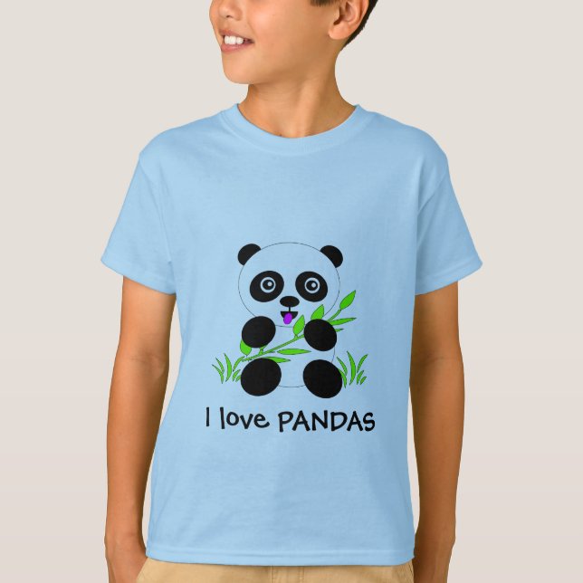 Panda Bear I love PANDAS Tshirt (Front)
