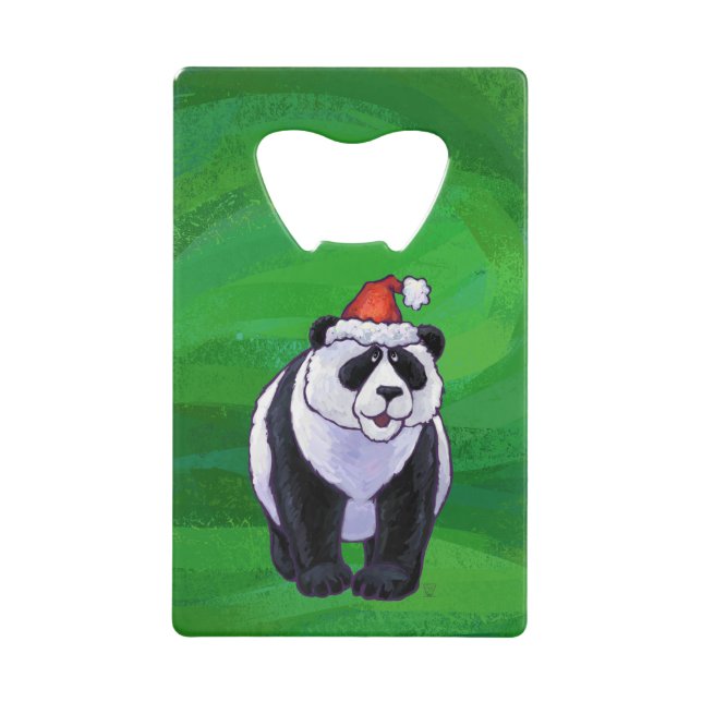 Panda Bear in Santa Hat on Green (Front)
