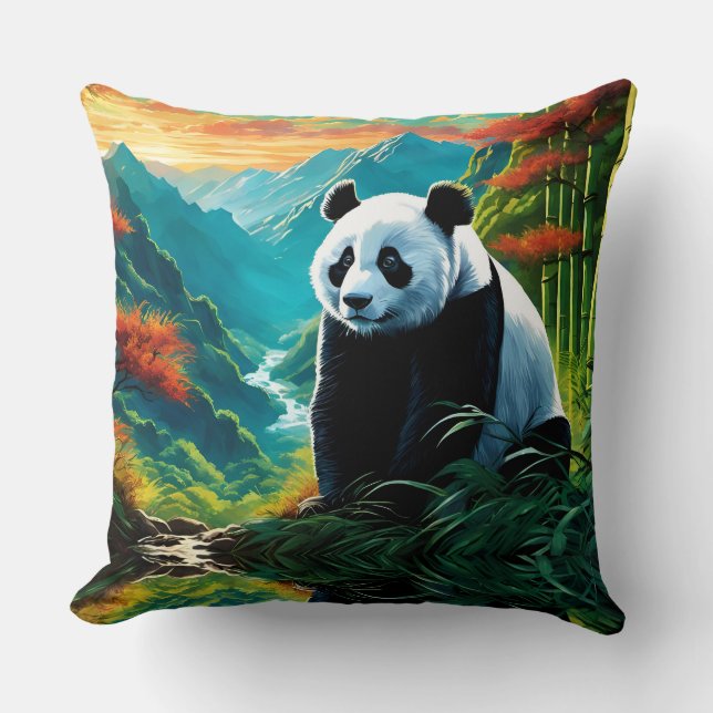 Panda Bear in the clouds Cushion (Front)