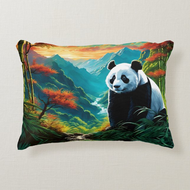 Panda Bear in the clouds Decorative Cushion (Front)