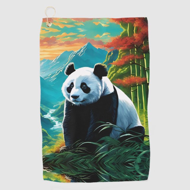 Panda Bear in the clouds Golf Towel (Front)