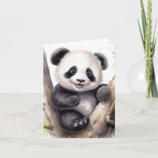 Panda Bear In Tree Note Card (Front)