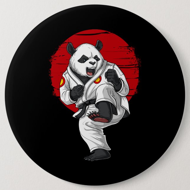 Panda Bear Karate 6 Cm Round Badge (Front)