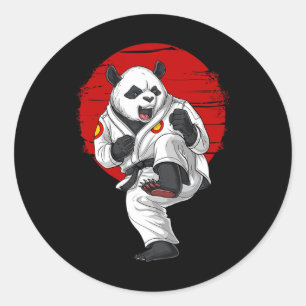 Panda Bear Karate Kickboxing Kung Fu Taekwondo Mar Classic Round Sticker