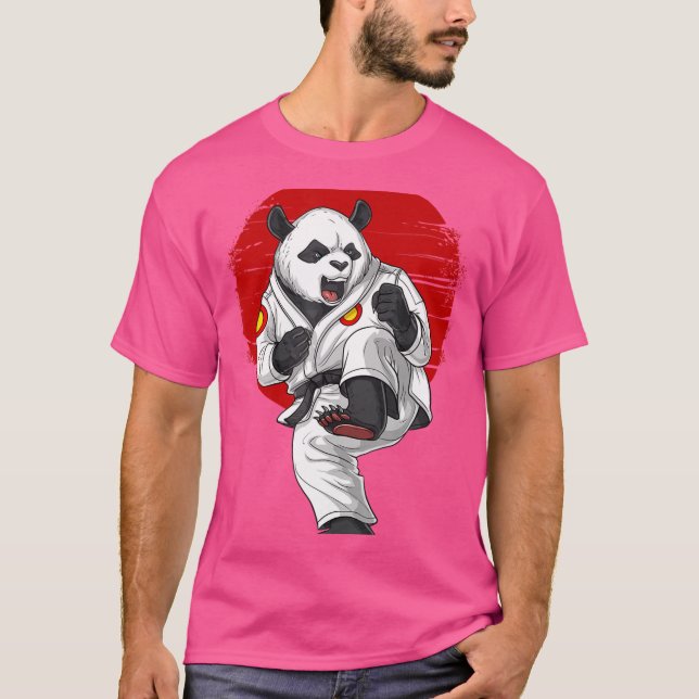 Panda Bear Karate Kickboxing Kung Fu Taekwondo Mar T-Shirt (Front)