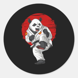 Panda Bear Karate Kickboxing Kung Fu Taekwondo Mia Classic Round Sticker