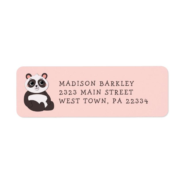 Panda Bear Kid's Cute Return Address Label (Front)