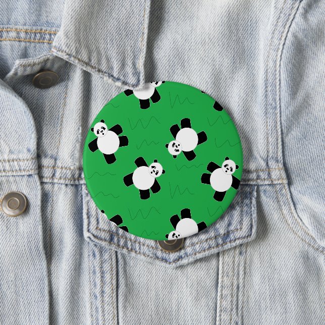 Panda bear laying on grass 10 cm round badge (In Situ)
