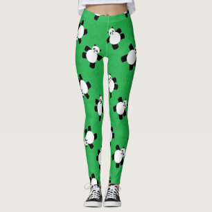Panda bear laying on grass leggings