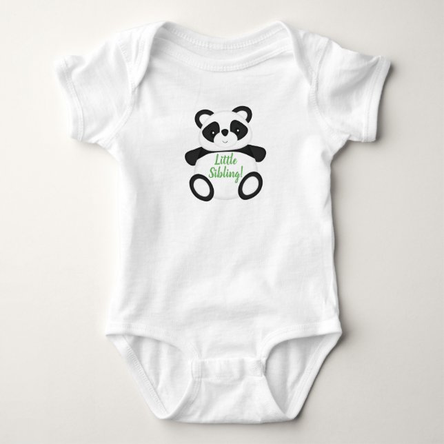 Panda Bear Little Sister Brother Baby Bodysuit (Front)