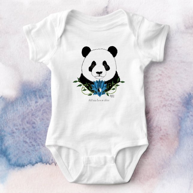 Panda Bear Lotus Flower Blue Baby Bodysuit (Creator Uploaded)