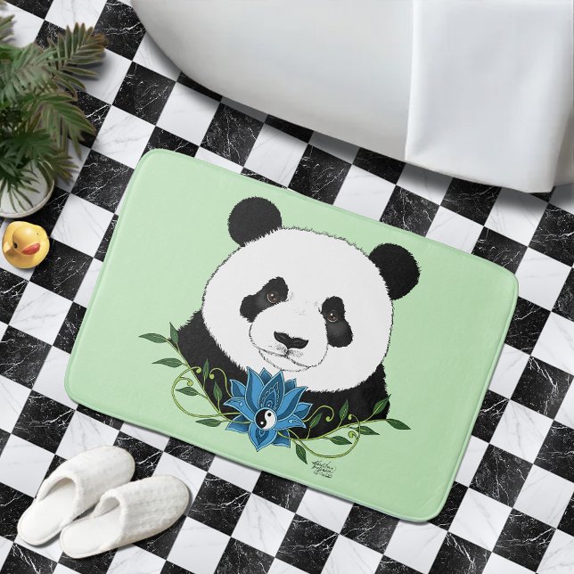  Panda Bear Lotus Flower Blue Bath Mat (Creator Uploaded)