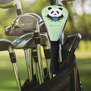Panda Bear Lotus Flower Blue Golf Head Cover