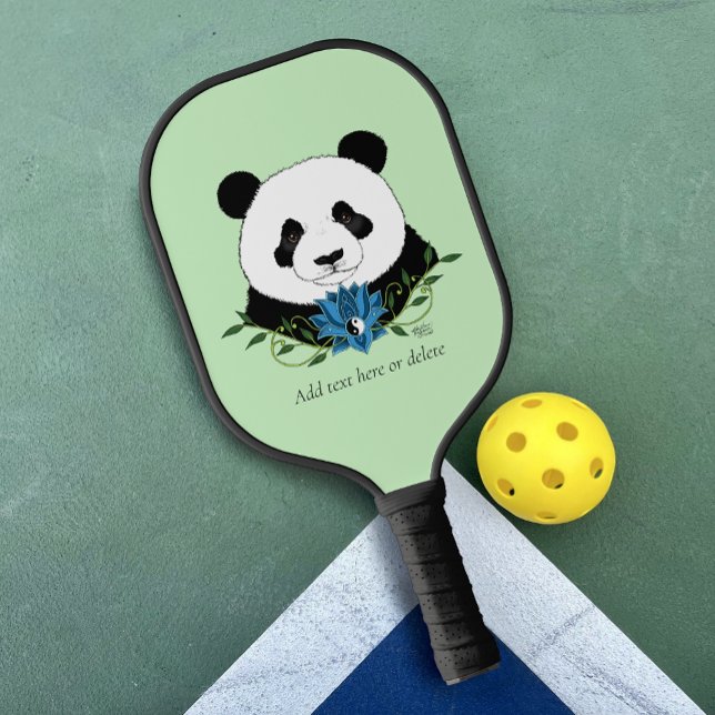 Panda Bear Lotus Flower Blue Pickleball Paddle (Creator Uploaded)