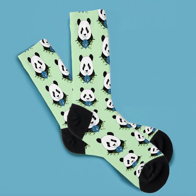 Panda Bear Lotus Flower Blue Socks (Creator Uploaded)