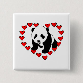 Panda Bear Love 15 Cm Square Badge