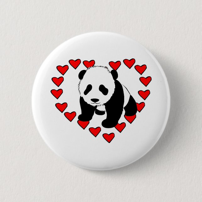 Panda Bear Love 6 Cm Round Badge (Front)