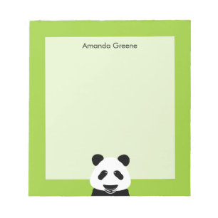 Panda Bear Modern Green Personalised Notepad
