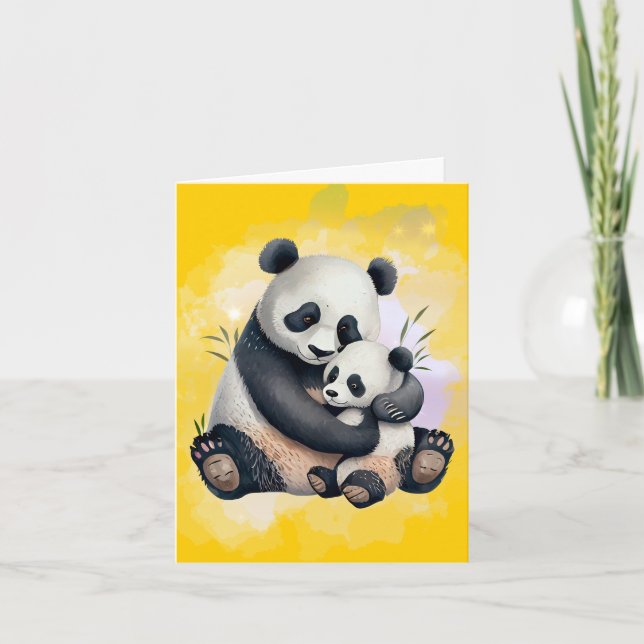 Panda Bear Mother and Baby Mother's Day Card (Front)