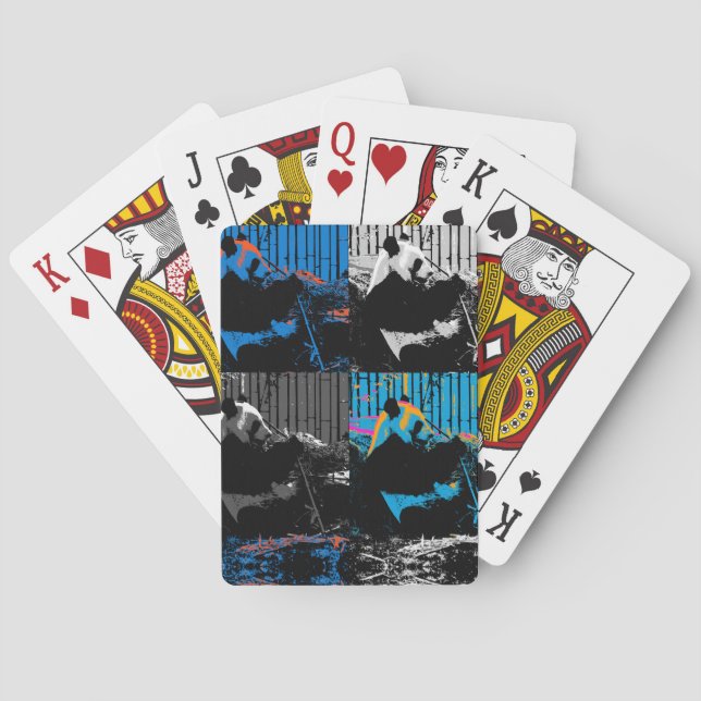 Panda Bear Multi-panel Modern Art Design Playing Cards (Back)
