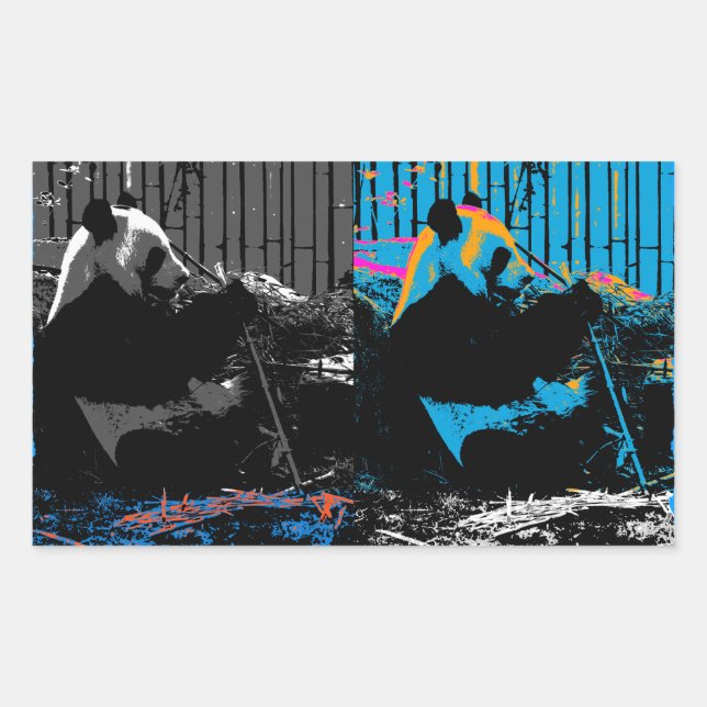 Panda Bear Multi-panel Modern Art Design Rectangular Sticker (Front)