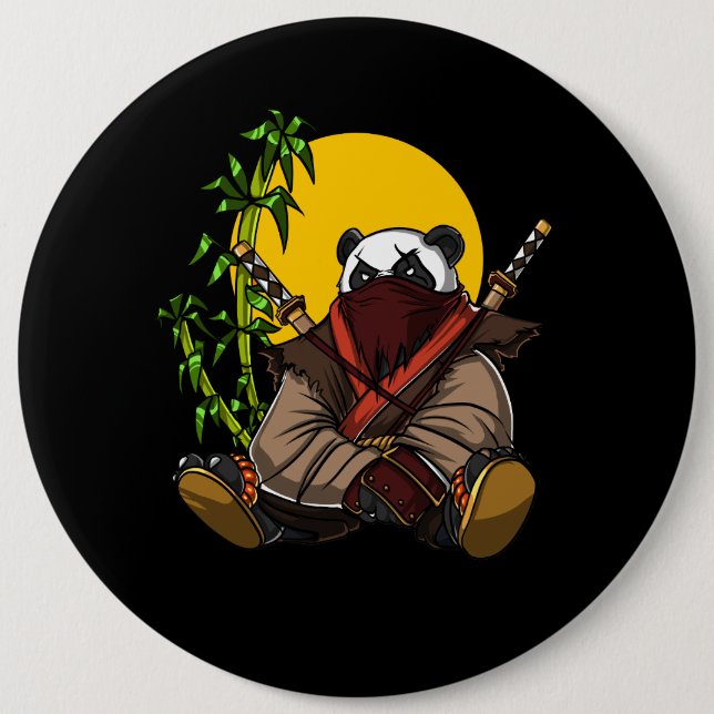 Panda Bear Ninja Samurai Warrior Animal 6 Cm Round Badge (Front)