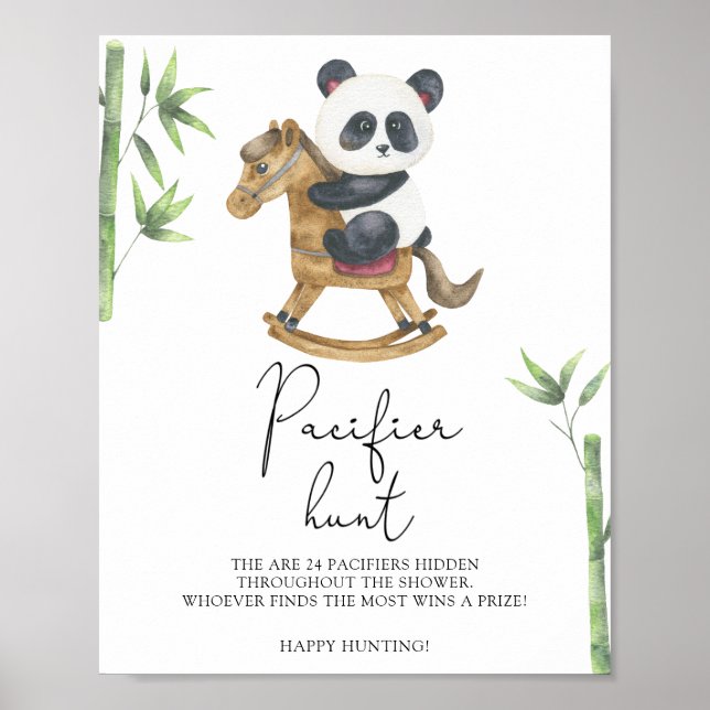 Panda Bear - pacifier hunt baby shower game Poster (Front)