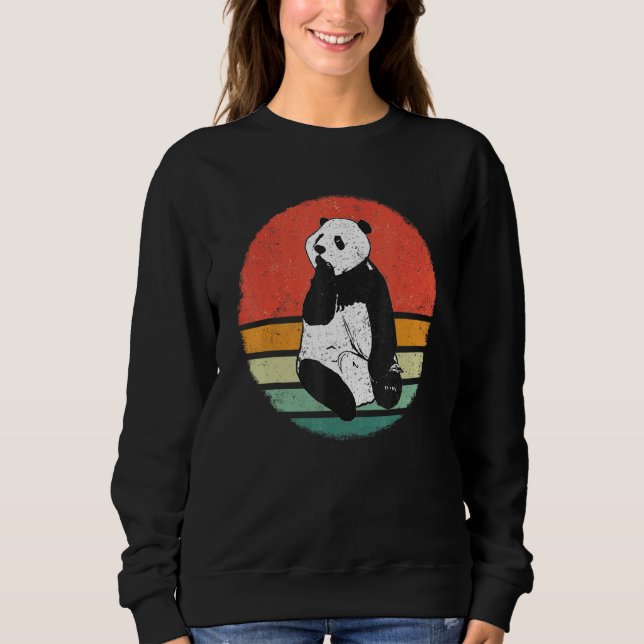 Panda Bear Pandas Animal Retro Sunset Sweatshirt (Front)