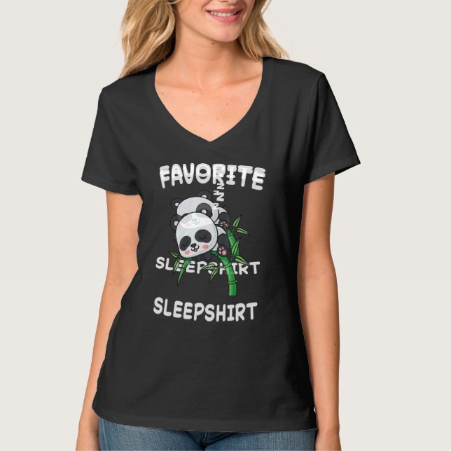 Panda Bear Pandas Nap Sleeping Sleep Pyjamas Pajam T-Shirt (Front)