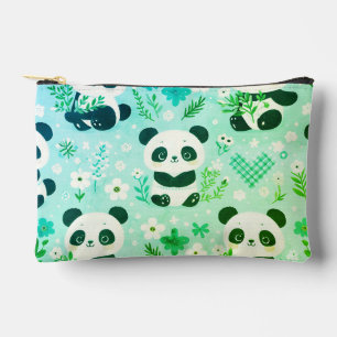 Panda Bear Pattern Green Print Accessory Pouch