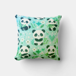 Panda Bear Pattern Green Print Cushion