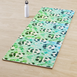 Panda Bear Pattern Green Print Yoga Mat