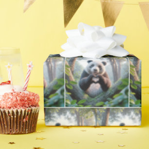 Panda Bear Paws In Heart Shape Wrapping Paper