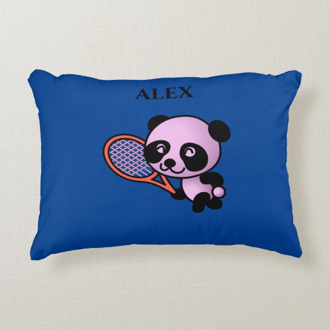 Panda bear personalised name throw pillow. decorative cushion (Front)