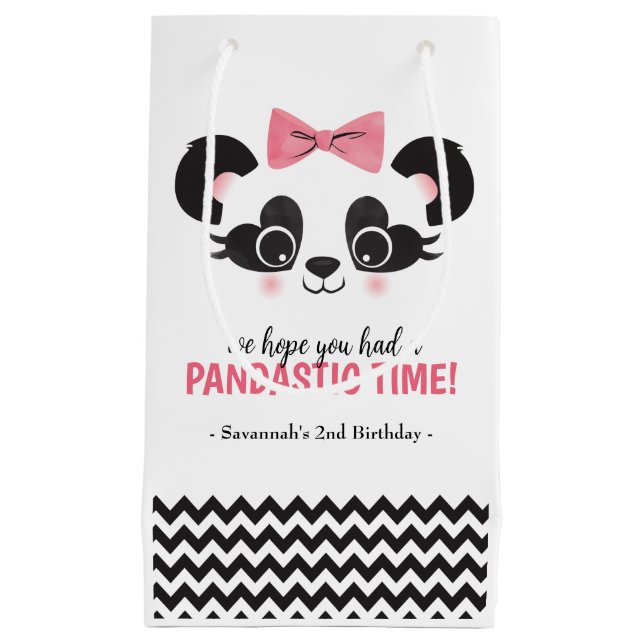 Panda Bear Pink Girls Birthday Party Favor Bags (Front)