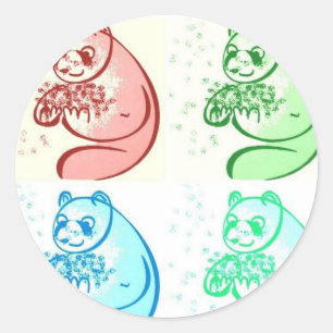 Panda Bear Pop Art Classic Round Sticker