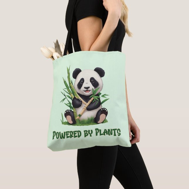Panda Bear powered by plants Tote Bag (Close Up)