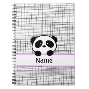 Panda Bear Purple and Black Personalised Notebook