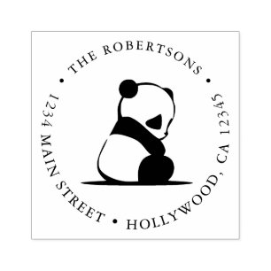 Panda Bear Return Address Rubber Stamp