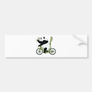 Panda Bear Riding Bamboo Bike Bumper Sticker