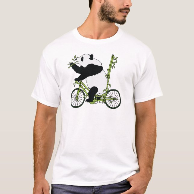 Panda Bear Riding Bamboo Bike T-Shirt (Front)