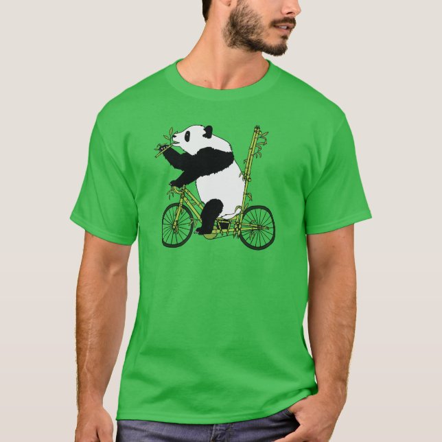 Panda Bear Riding Bamboo Bike T-Shirt (Front)