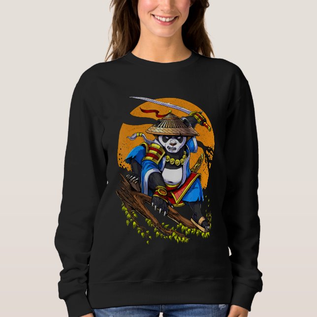 Panda Bear Samurai Warrior Ninja Animal Kids Boys Sweatshirt (Front)