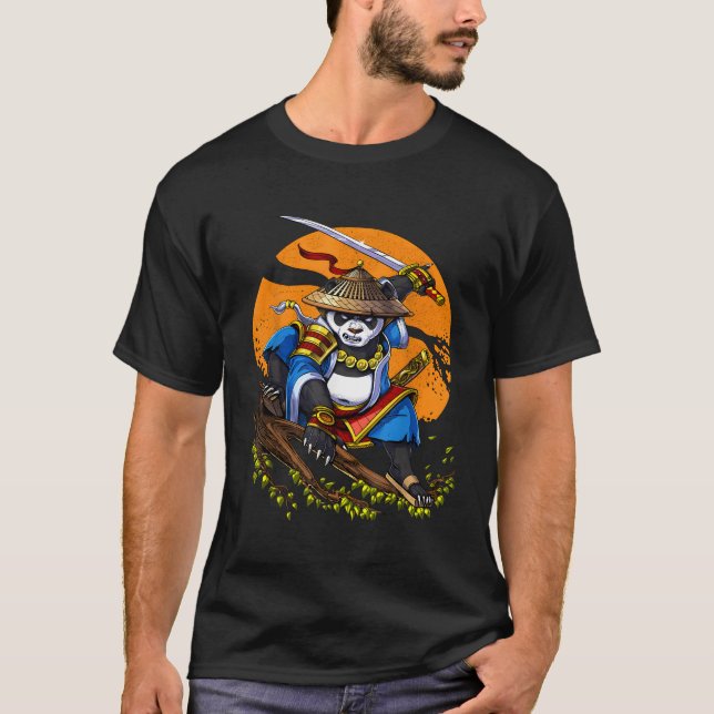 Panda Bear Samurai Warrior Ninja Animal T-Shirt (Front)
