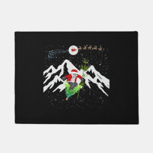 Panda Bear Skiing Christmas Tree Santa Reindeer Doormat
